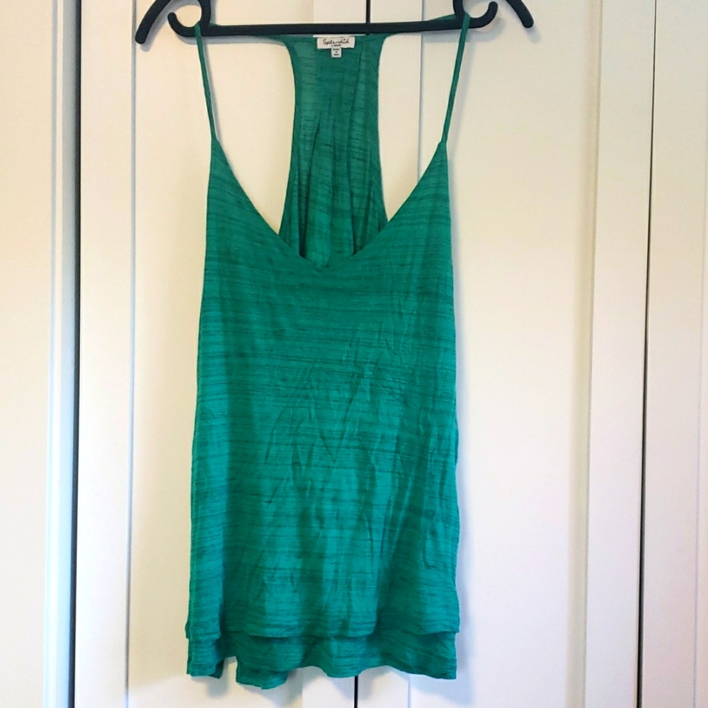 Splendid Emerald Green Racerback Tank with subtle Stripe